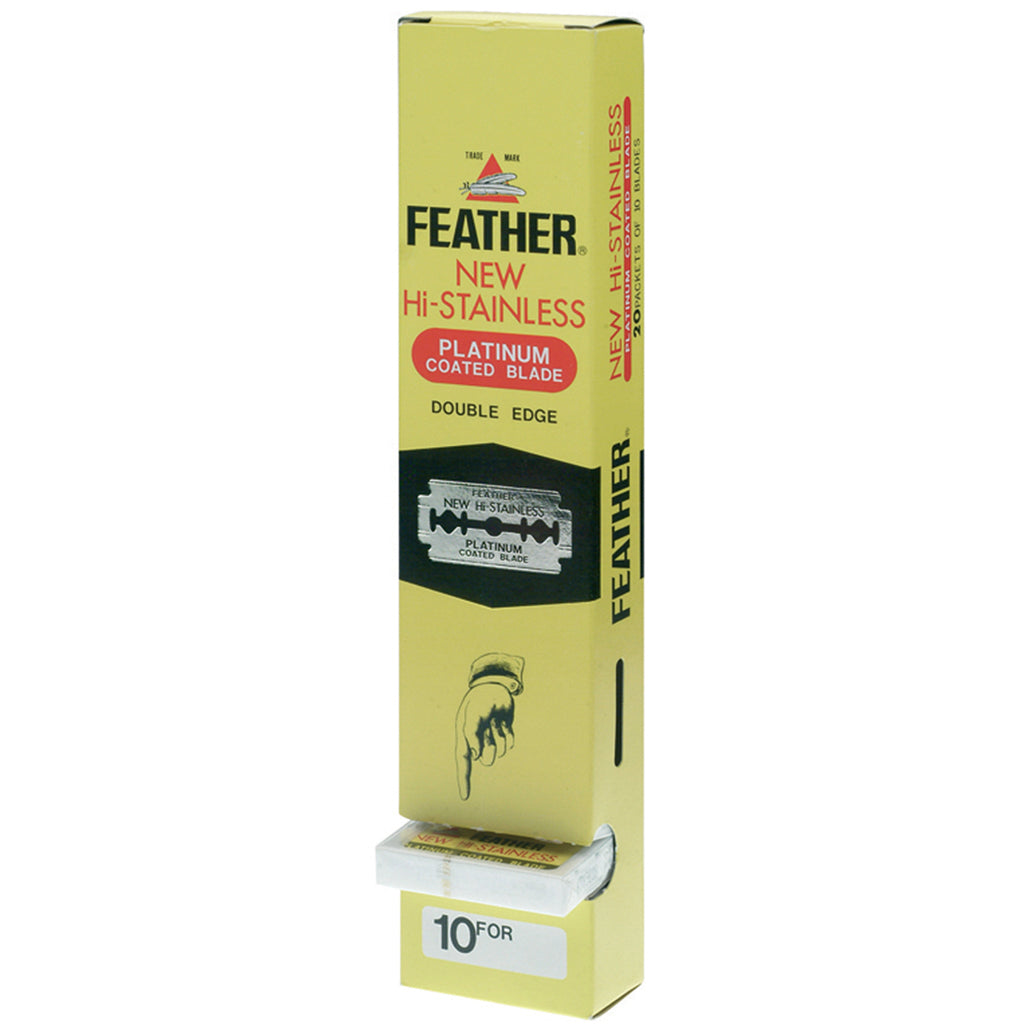 

Feather Hi-Stainless Platinum Beard Blades Box 200 blades 