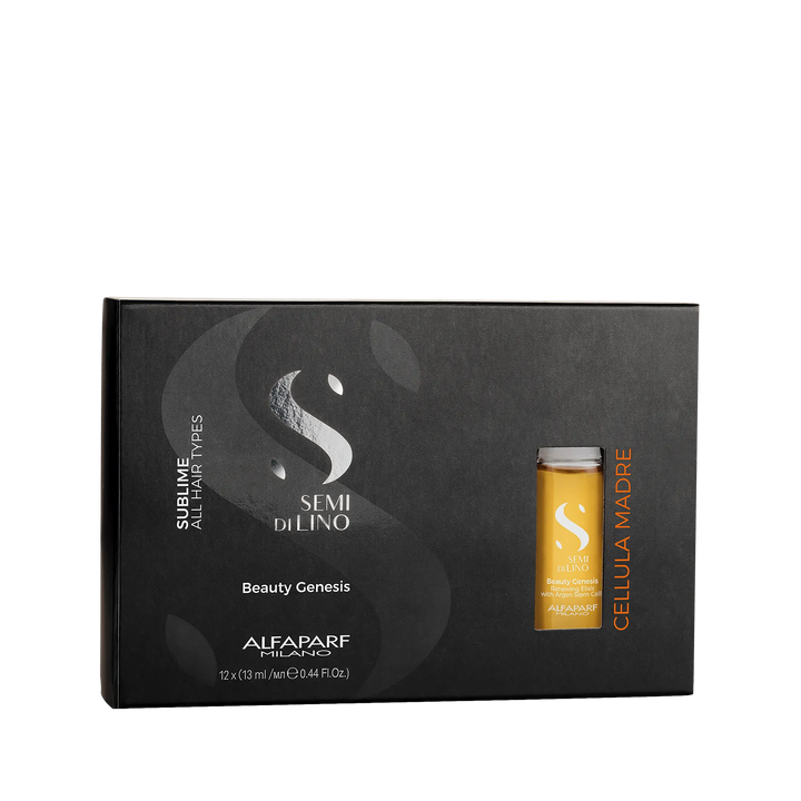 

Alfaparf Milano Semi Di Lino Cellula Madre Beauty Genesis Renewing Elixir for Hair 12 Vials of 13 ml.