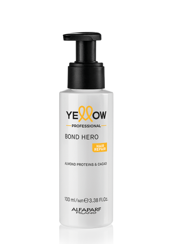 

Alfaparf Yellow Repair Bond Hero Booster is a restructuring and protective treatment for hair, with a volume of 100 ml.