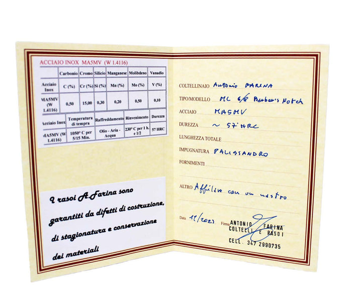 Antonio Farina Rasiermesser Handgefertigt 6/8 Barber's Notch Griff aus Palisander