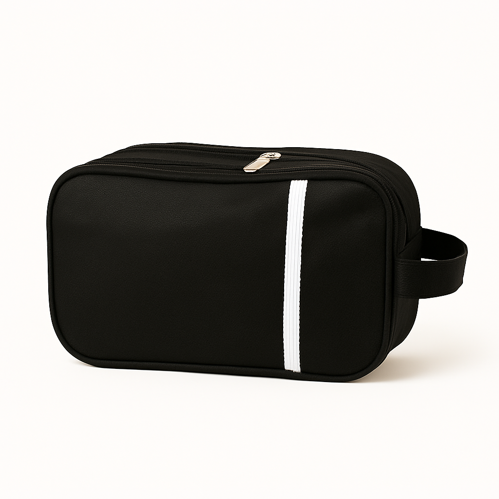 Beauty Case Uomo Nero Con Striscia Bianca