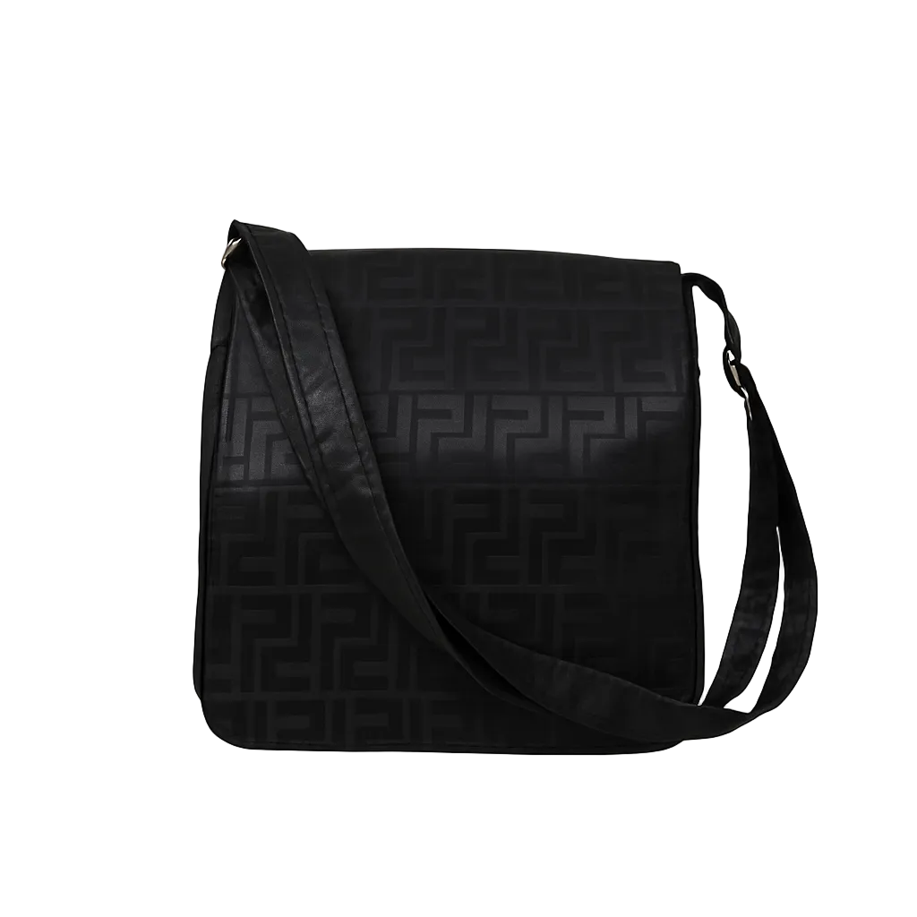 Borsa A Tracolla Nera Motivo Geometrico Tono Su Tono