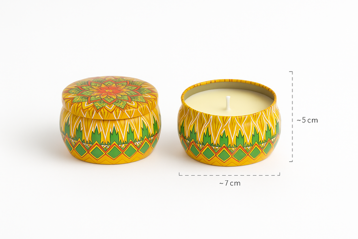 Vela Aromática Decorativa Tarro De Metal Estilo Mandala