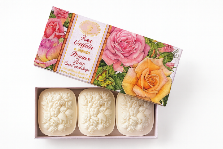 Artisanal Soap Factory Florentine Set Soap Brunelleschi Oval Rose 3 pcs of 125 gr