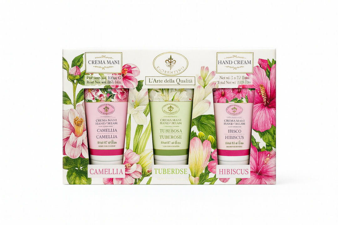 Saponificio Artigianale Fiorentino Crema de Manos Laguna Azul Camelia, Hibisco, Tuberosa 3 pz De 100 ml