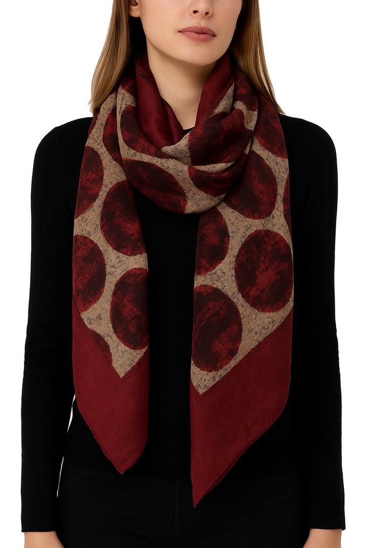Enrico Coveri Foulard Pois Bordeaux Con Confezione Regalo