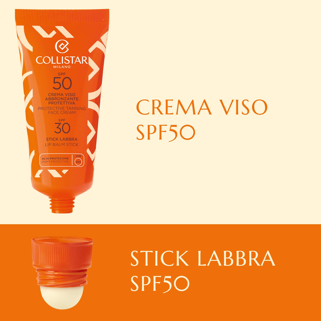 Collistar Crema Viso Abbronzante Protettiva SPF 50 + Stick Labbra SPF 30
