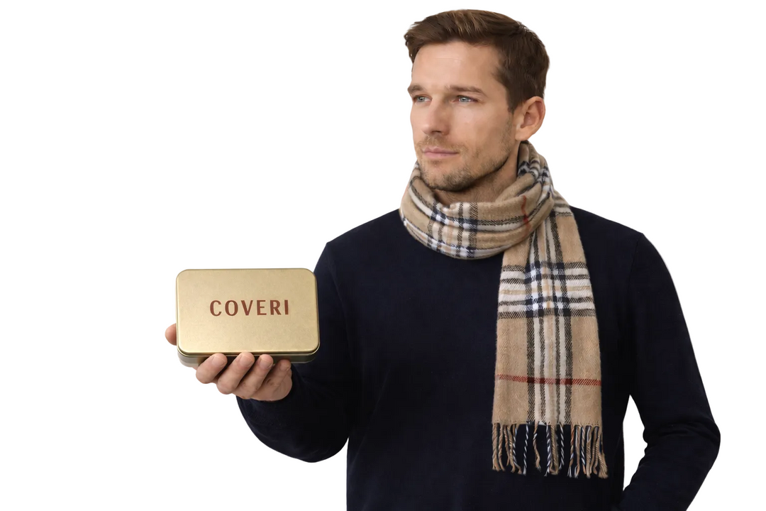 Coveri Collection Écharpe Homme Beige Rayée Avec Coffret Cadeau