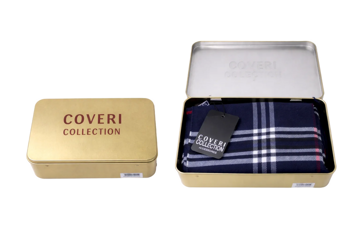 Coveri Collection Écharpe Homme Bleu Rayée Avec Boîte Cadeau