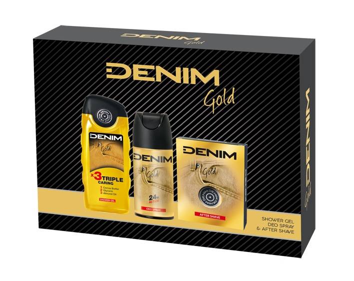 Denim Cofanetto Gold Shower Gel 250 ml + Deo Spray 150 ml + After Shave 100 ml