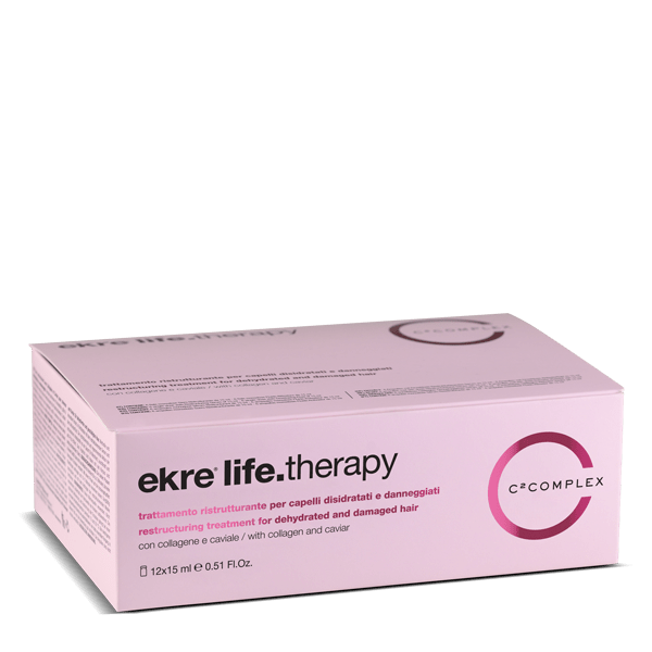 Ekre Life Therapy Trattamento Ristrutturante Per Capelli Disidratati E Danneggiati 12 Fiale Da 15 ml