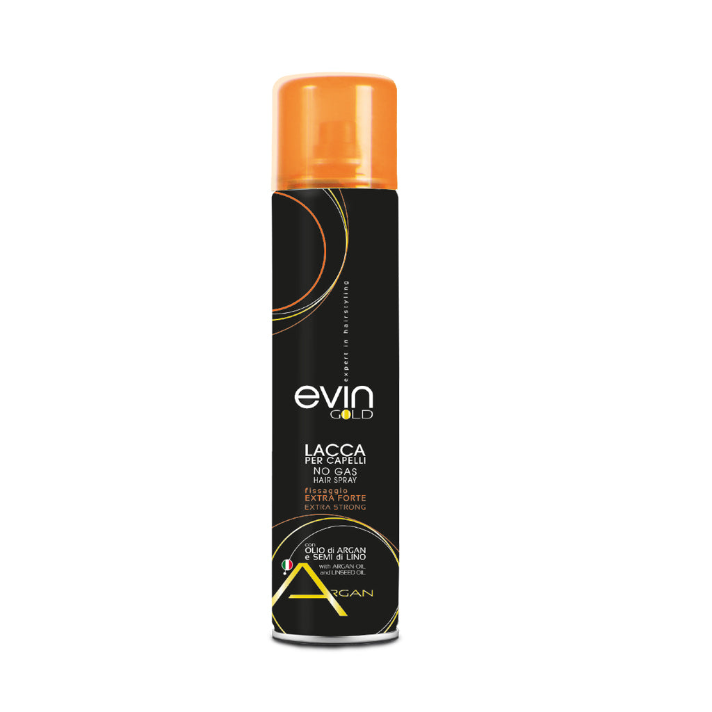 Evin Gold Lacca No Gas Per Capelli Fissaggio Extra Forte Con Olio Di Argan 400 ml