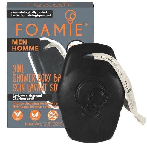 

Foamie Solid Soap for Body, Hair, and Face for Men What A Man with Activated Charcoal 80 gr