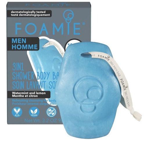 

Foamie Solid Soap for Body and Hair for Men Seas The Day with Mint Extract and Lemon Oil 80g.
