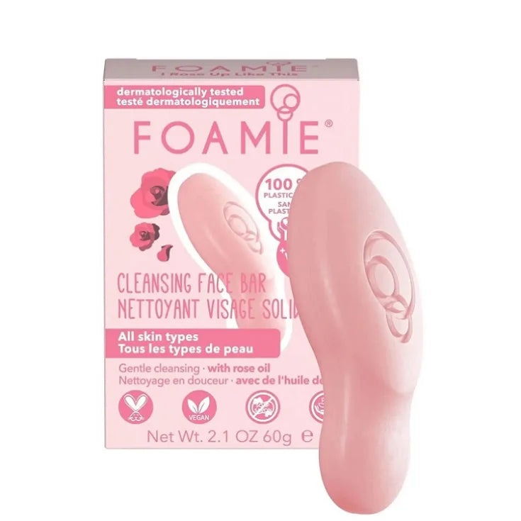 

Foamie Solid Facial Soap for All Skin Types - I Rose Up Like This with Rose Oil, Niacinamide, Shea Butter, and Jojoba 60g