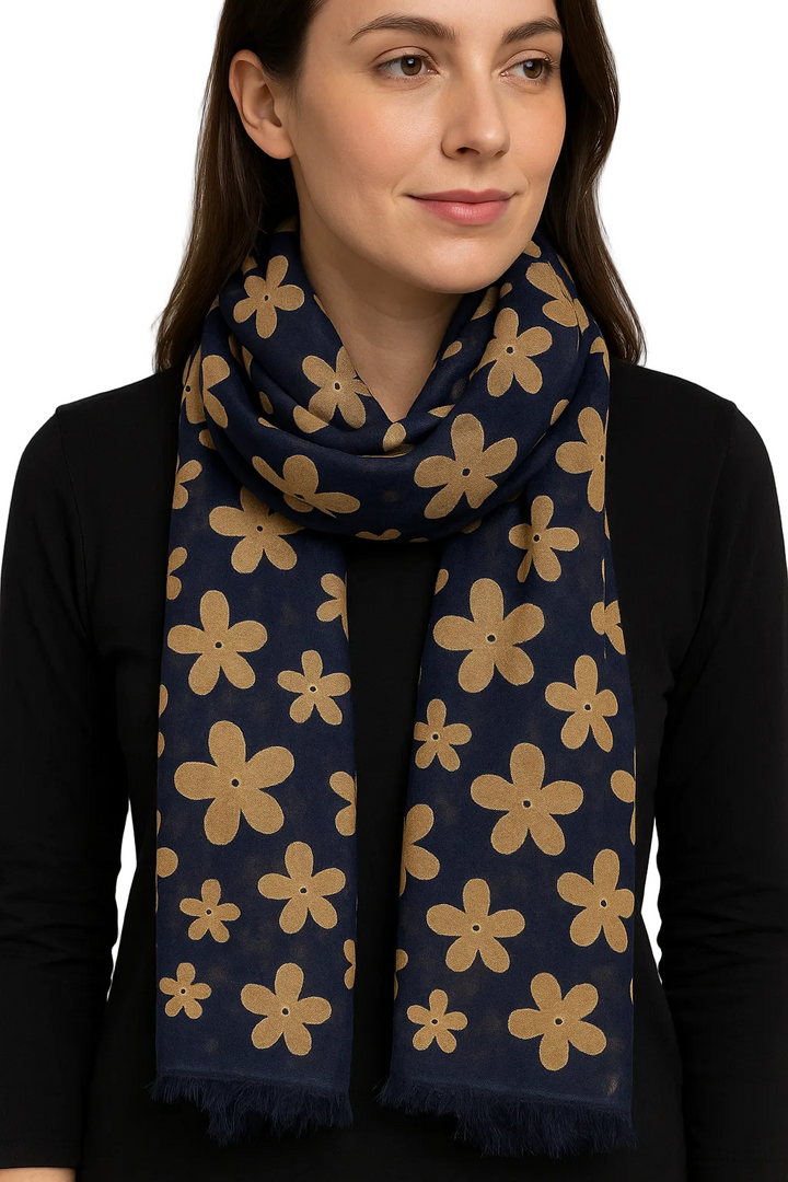 Enrico Coveri Foulard Floreale Blu e Beige Con Confezione Regalo