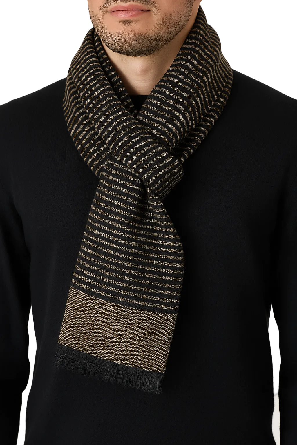 Enrico Coveri Foulard Nero E Beige Con Confezione Regalo