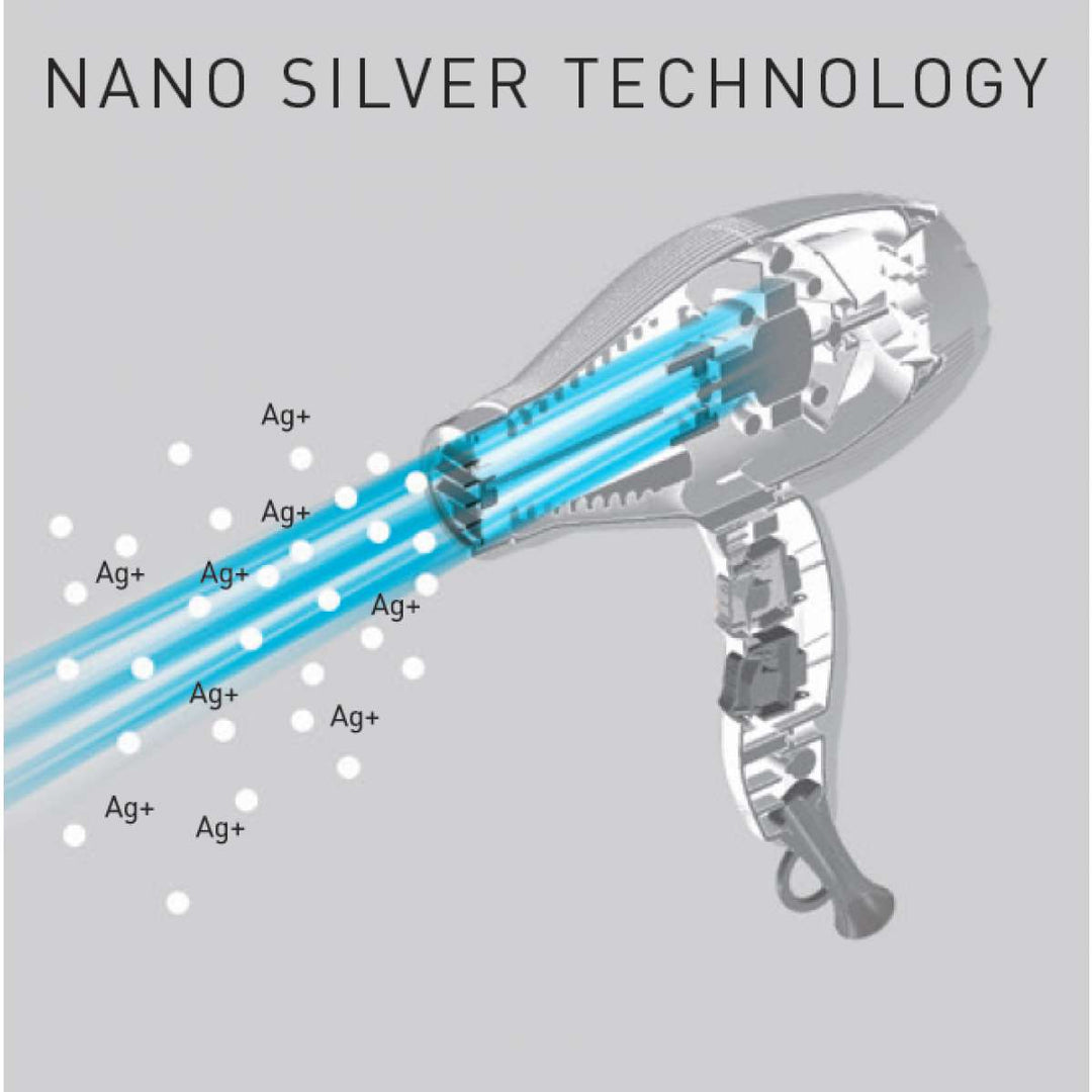 

The GammaPiù Sintech Nano Silver Professional Hair Dryer 2300 W Black.