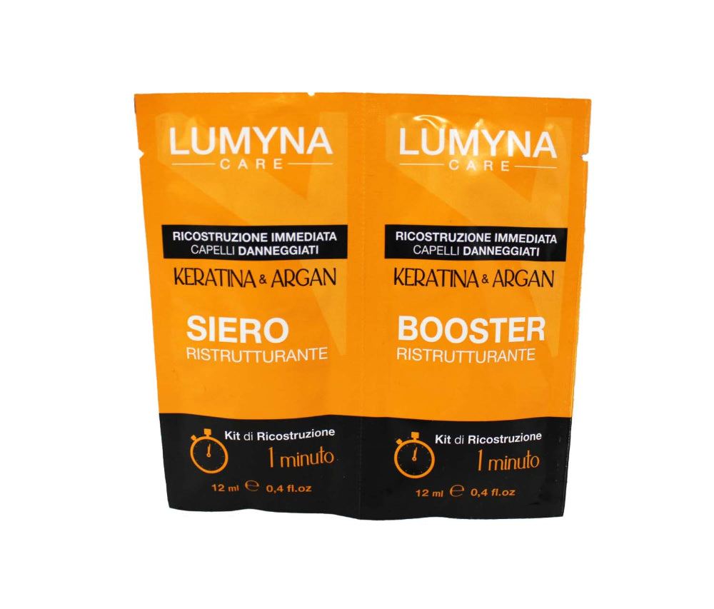Lumyna Care Try Me Ricostruzione Immediata Capelli Danneggiati Kit Monodose 1 Minuto Siero + Booster Ristrutturanti