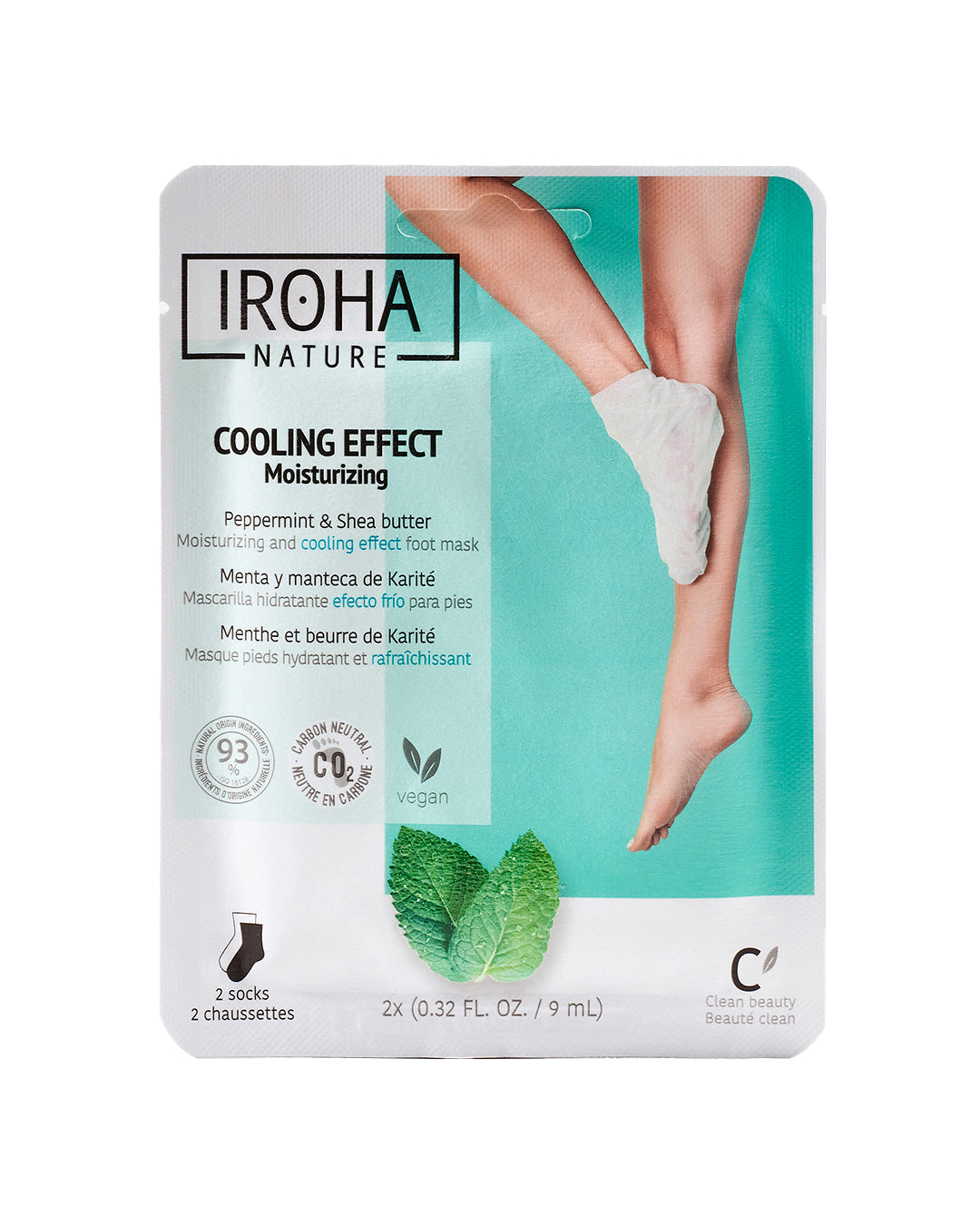 

Iroha Nature Hydrating Cold Effect Sock Masks for Tired Feet with Mint and Shea Butter 2 pcs x 9 ml