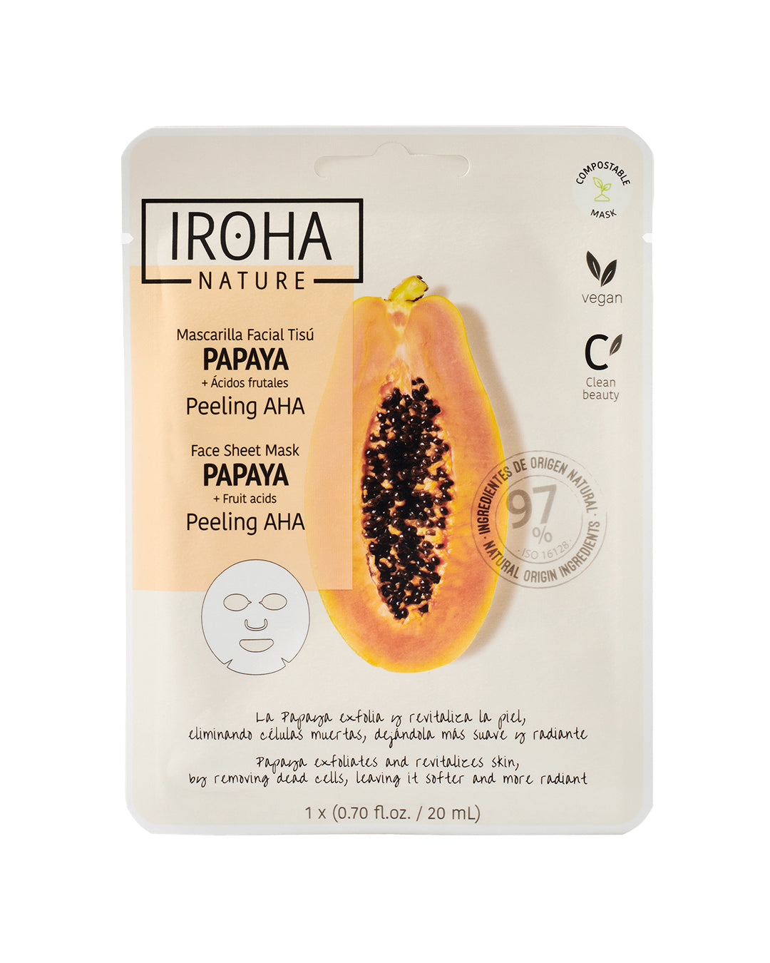 

Iroha Nature Face Mask in Peeling AHA Tissue with Papaya and Fruit Acids 1 pc x 20 ml