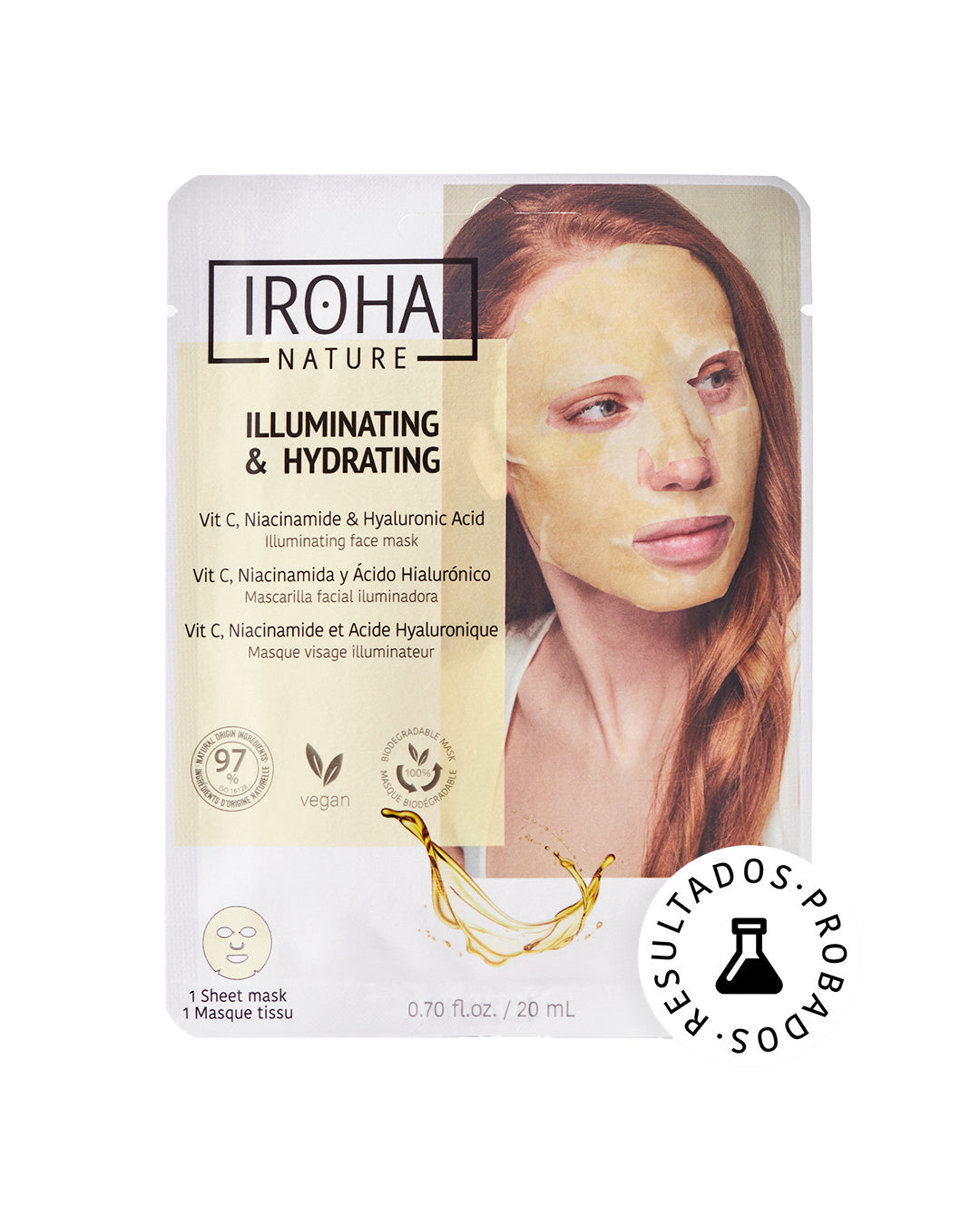

Iroha Nature Disposable Illuminating and Moisturizing Face Mask in Fabric with Vitamin C, Niacinamide, and Hyaluronic Acid 1 piece x 20 ml