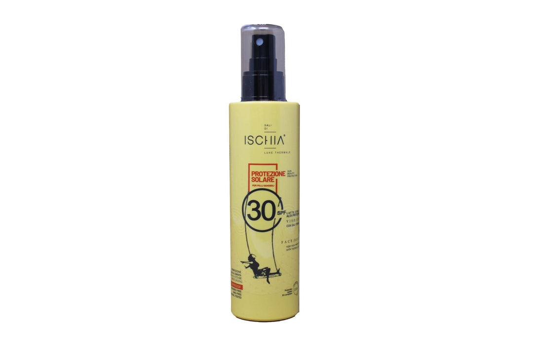 Ischia-Eau-Thermale-Protezione-Solare-Viso-E-Corpo-Latte-Spray-Per-Pelli-Sensibili-30SPF-200-ml
