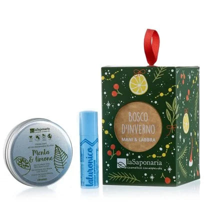 La Saponaria Lanterna Bosco D'Inverno Crema Mani & Biocao Ialuronico Per Labbra