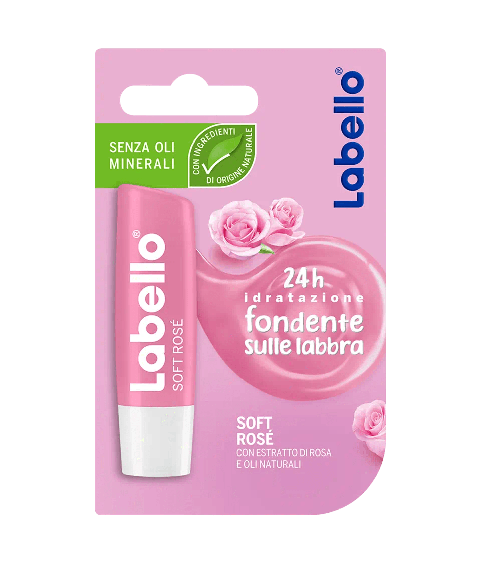 Labello Burrocacao Idratazione Fondente Sulle Labbra Soft Rosé Con Olio Di Rosa Canina E Oli Naturali