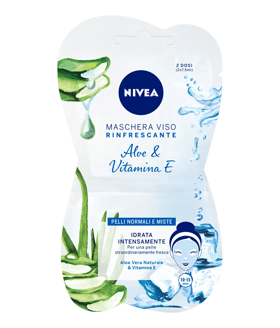 

Nivea Refreshing Face Mask with Aloe and Vitamin E for Normal and Combination Skin 2 Sachets of 7.5 ml each