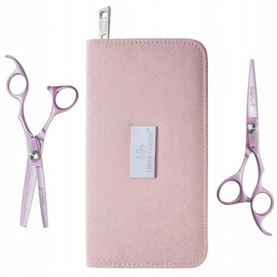 Olivia Garden Silkcut Think Pink Kit Forbici Da Taglio 5,75" + Forbice Da Sfoltire  Capelli 6,35"