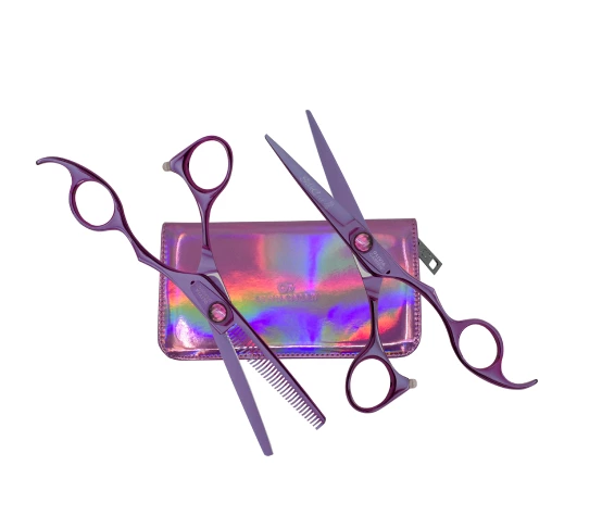 

Olivia Garden Silkcut Think Pink 2023 Kit Cutting Scissors 5.75" + Thinning Scissors for Hair 6.35"