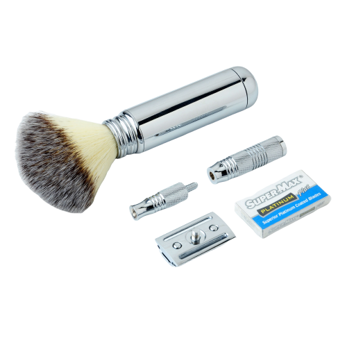 

Full Travel Razor Set with Safety Razor + Shaving Brush