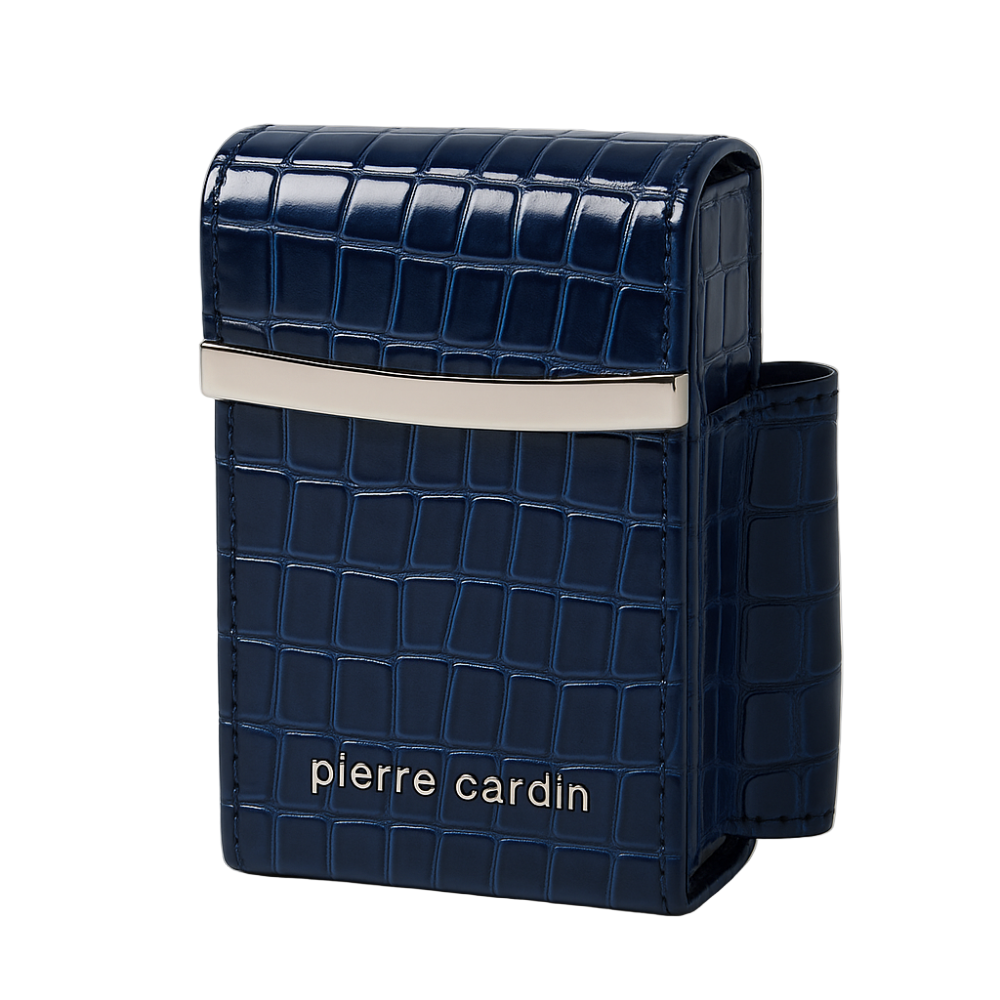 Portasigarette Portaoggetti Pierre Cardin Blu Effetto Coccodrillo