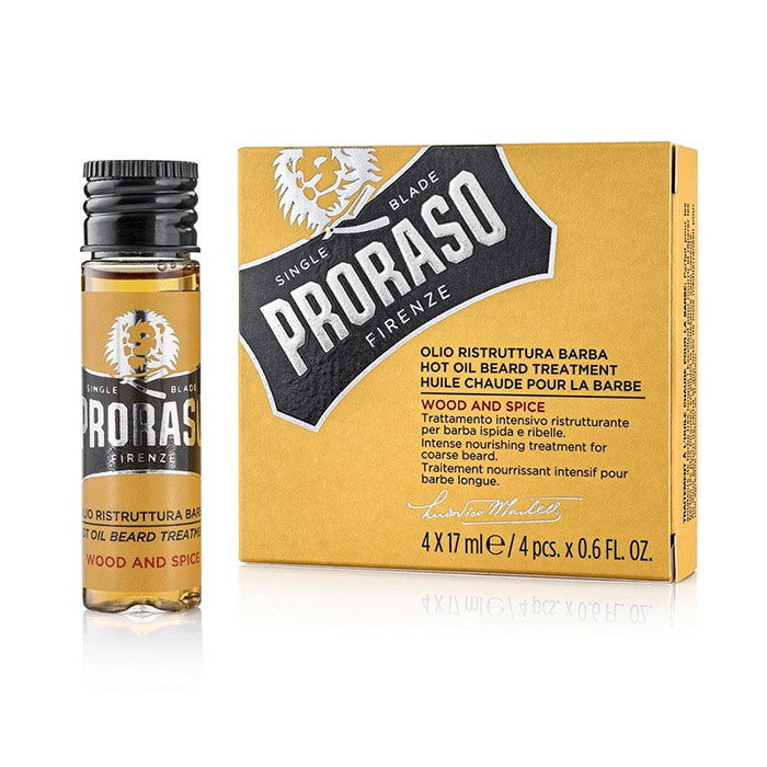 

Proraso Wood And Spice Hot Oil For Beard 4 Vials Of 17 ml