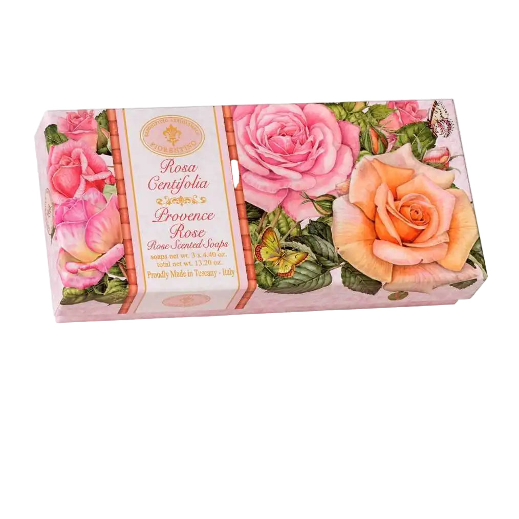 Artisanal Soap Factory Florentine Set Soap Brunelleschi Oval Rose 3 pcs of 125 gr
