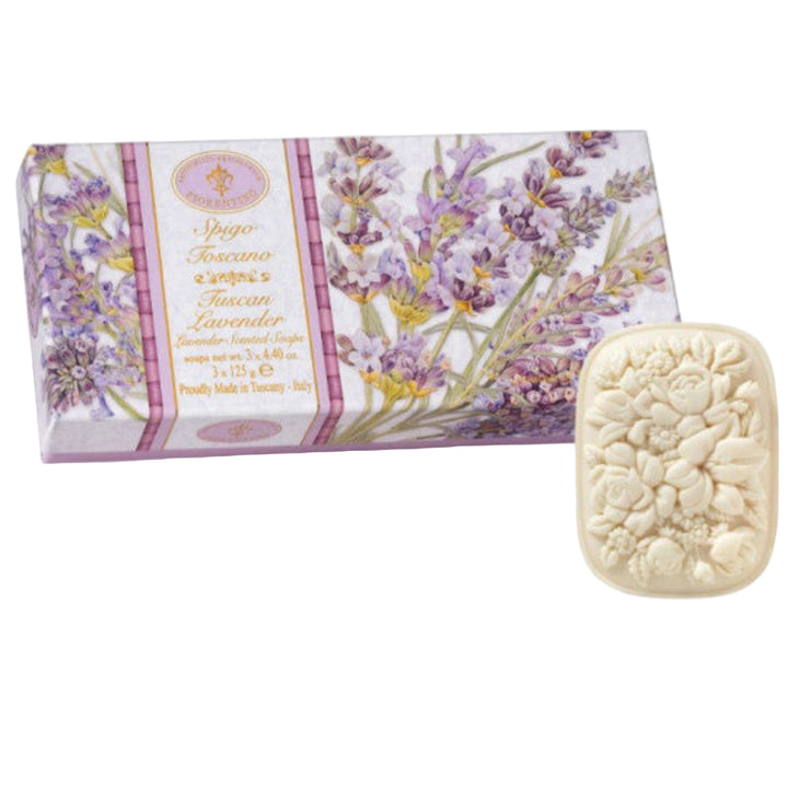 Artisanal Soap Factory Florentine Set Soap Brunelleschi Oval Lavender 3 pcs of 125 gr