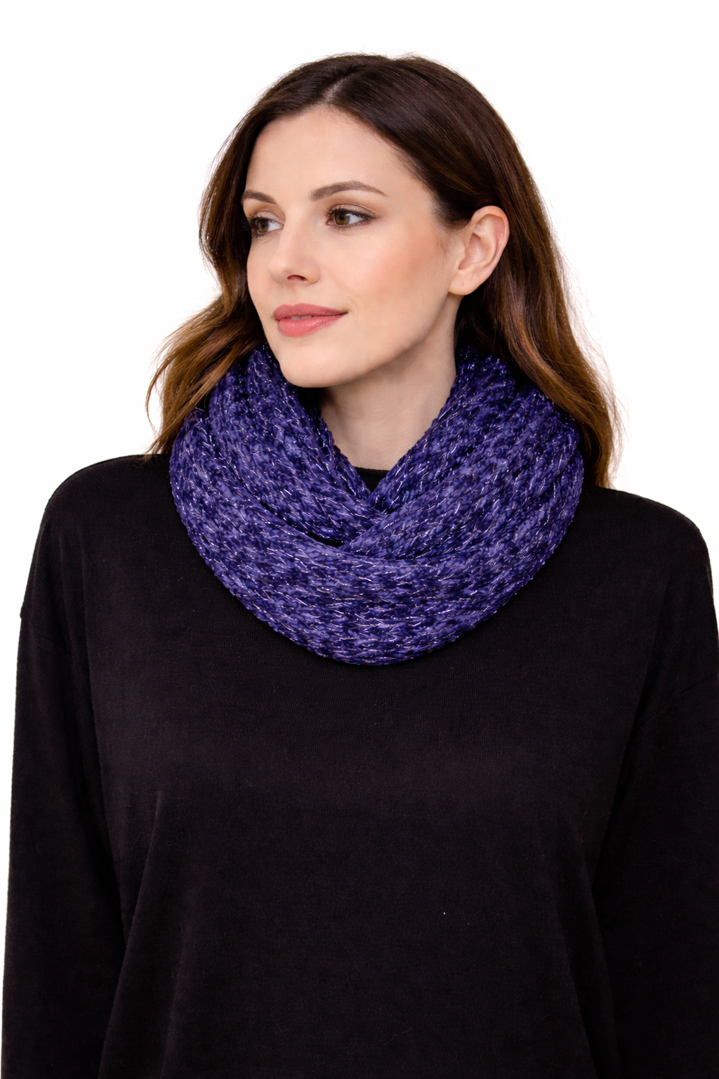 Lurex Blau Strick Loop Schal