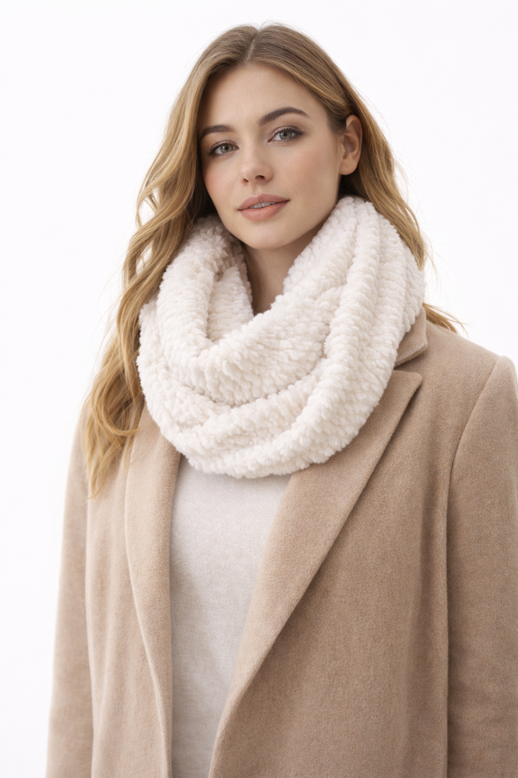 Ring-Schal Grau Aus Kompaktem Stoff Mit Pelz-Effekt