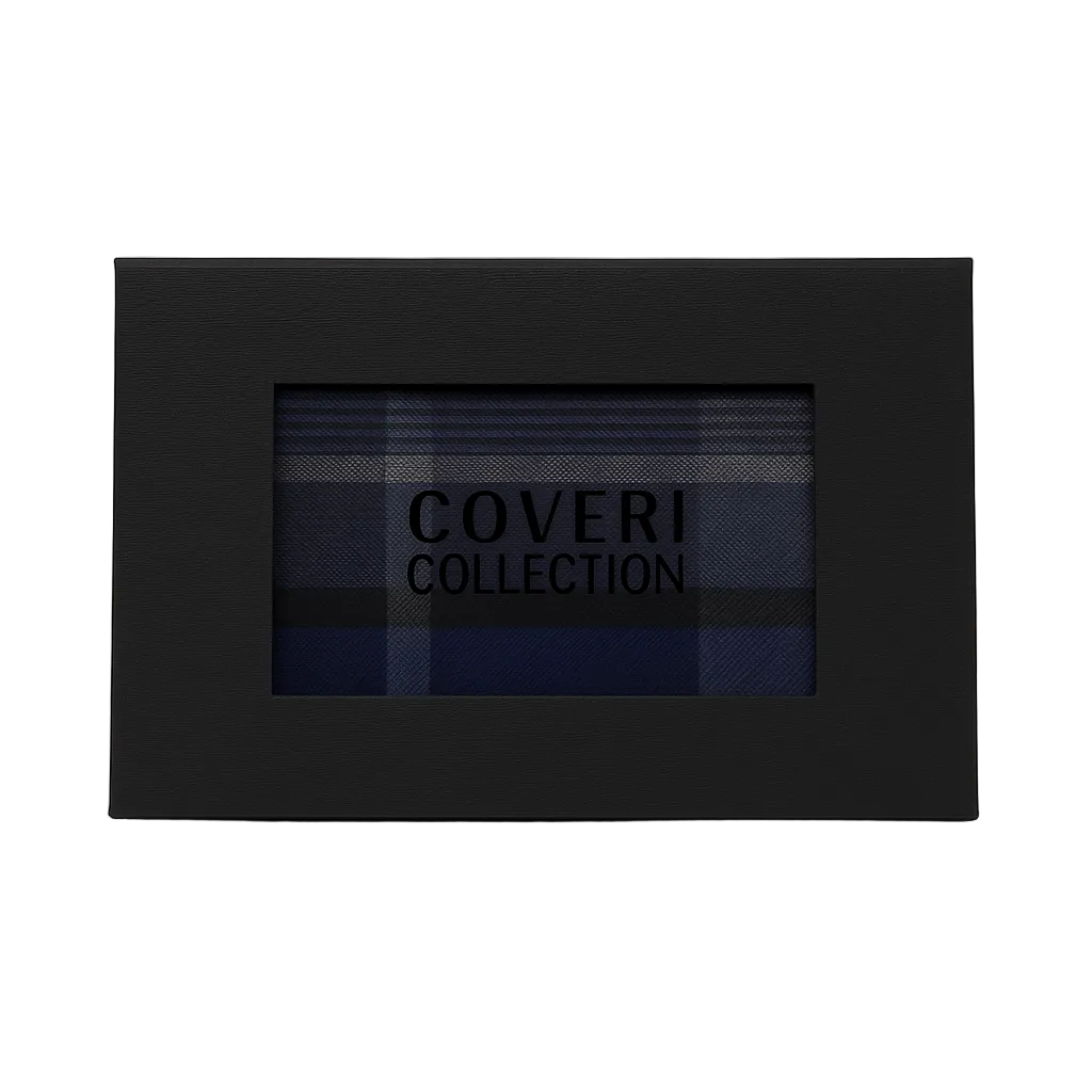 Enrico Coveri Foulard Righe A Quadri Blu Grigio E Marrone Con Confezione Regalo
