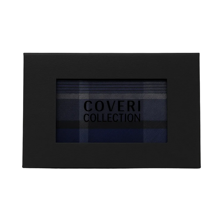 Enrico Coveri Foulard Righe A Quadri Blu Grigio E Marrone Con Confezione Regalo