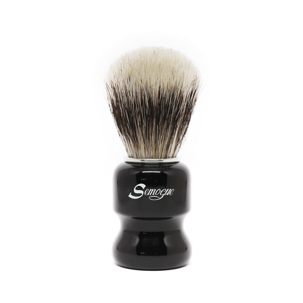 Semogue Torga C3 Jet Black Shaving Brush In Synthetic And Badger Bristle