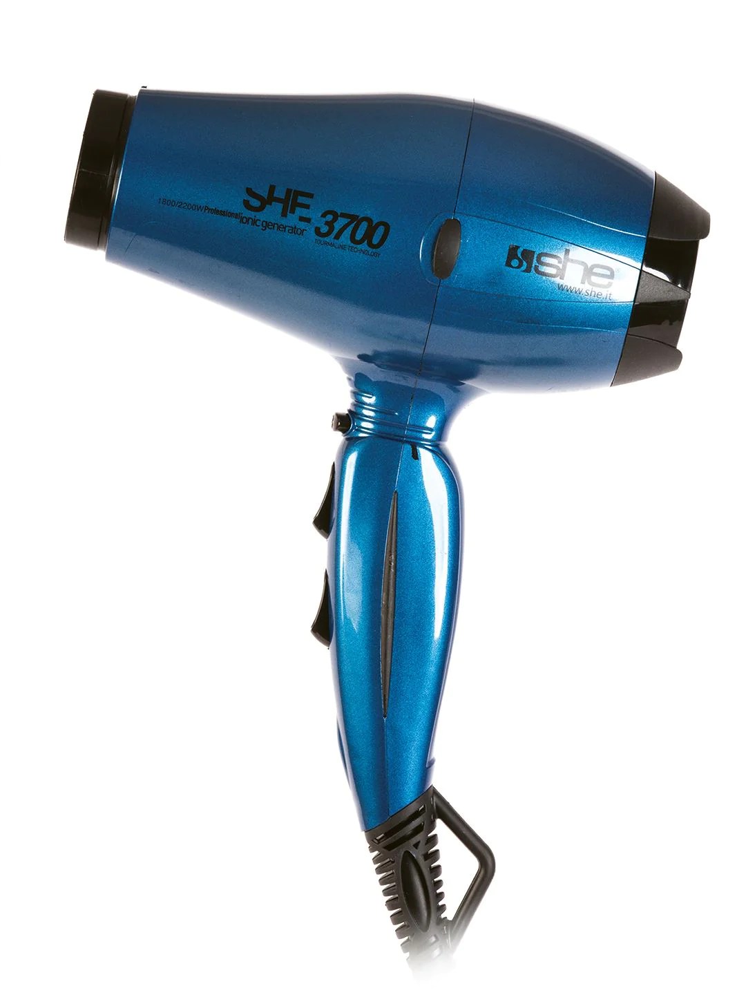 

She is a professional blue compact 3700 Ionic 2200 W hair dryer.
