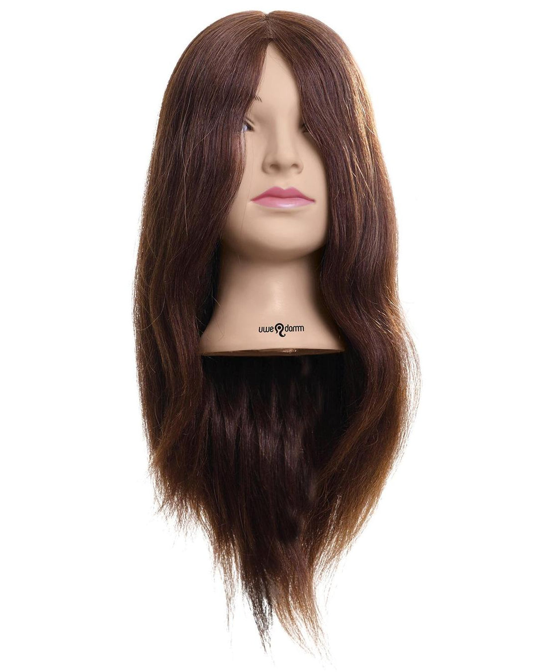 Uwe Damm Übungskopf Modell Andrea 100% Echthaar Braun 50 cm