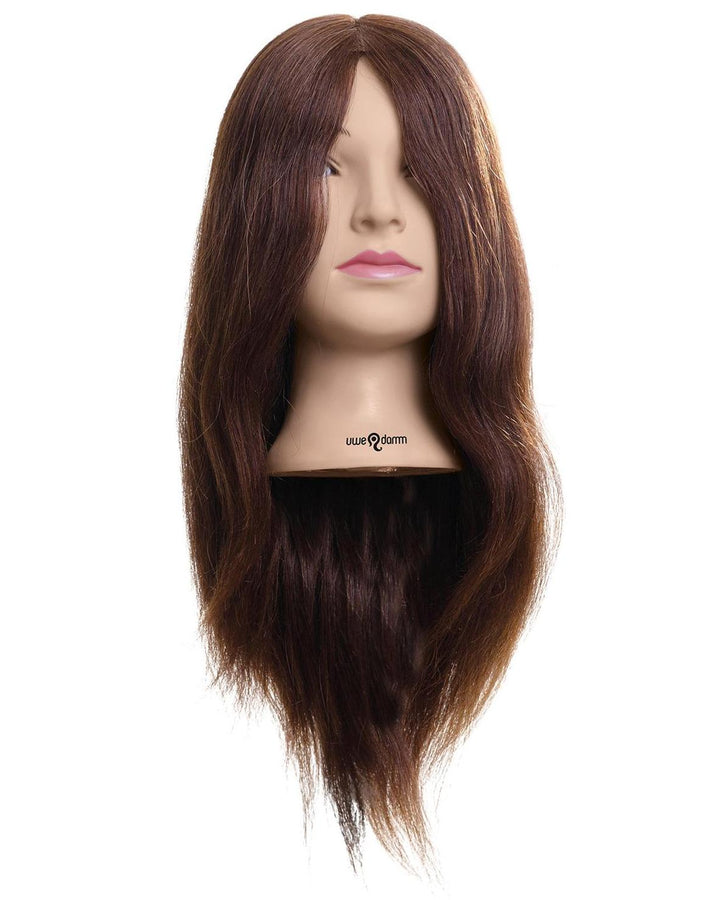 Uwe Damm Übungskopf Modell Andrea 100% Echthaar Braun 50 cm