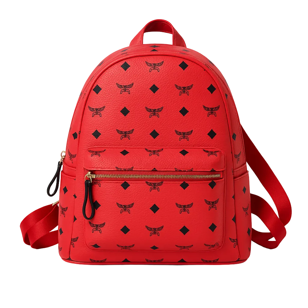 Zaino Color Rosso Monogram Con Tasca Frontale E Spallacci Regolabili