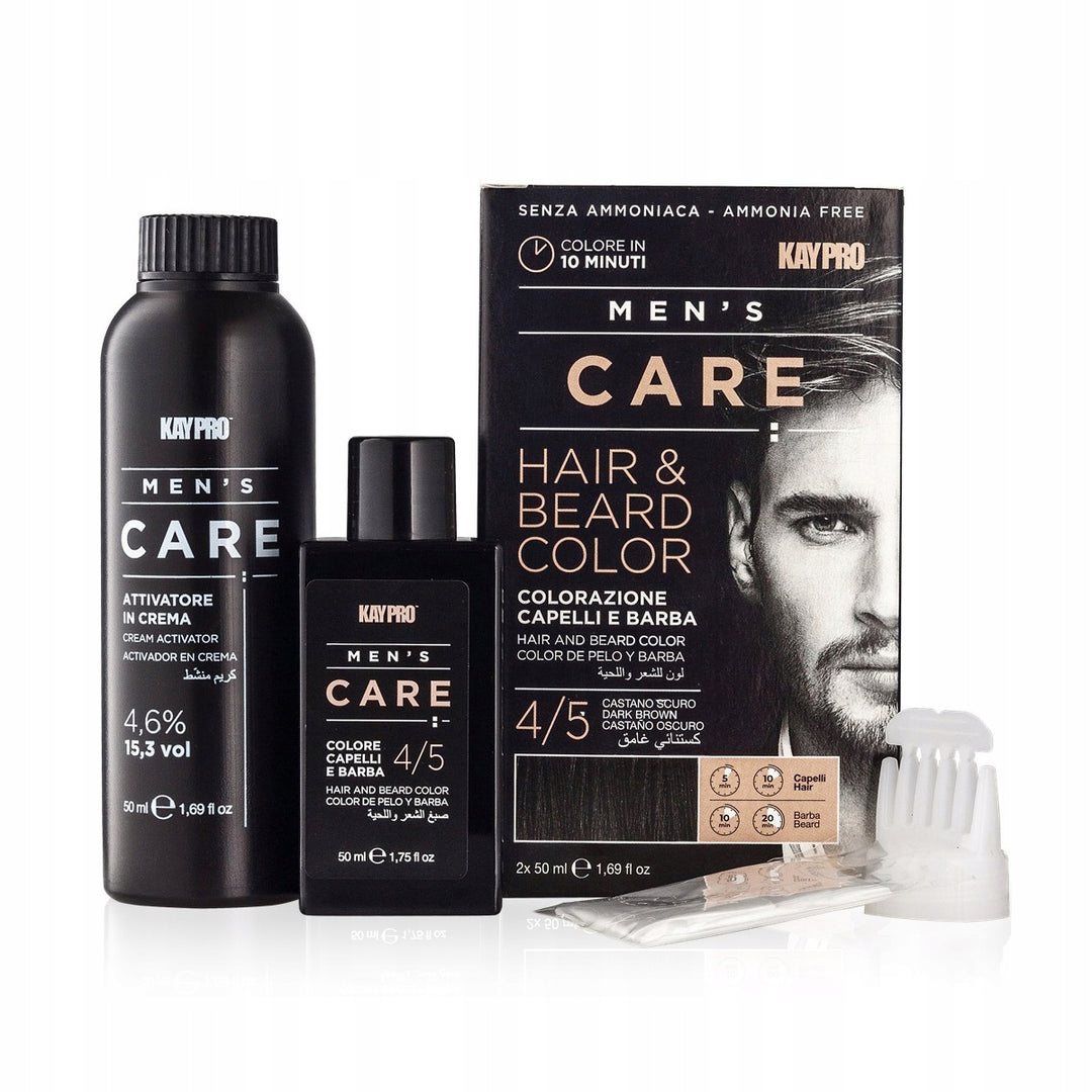 KayPro Men's Care Colorazione Capelli E Barba 4/5 Castano Scuro 2 pz x 50 ml