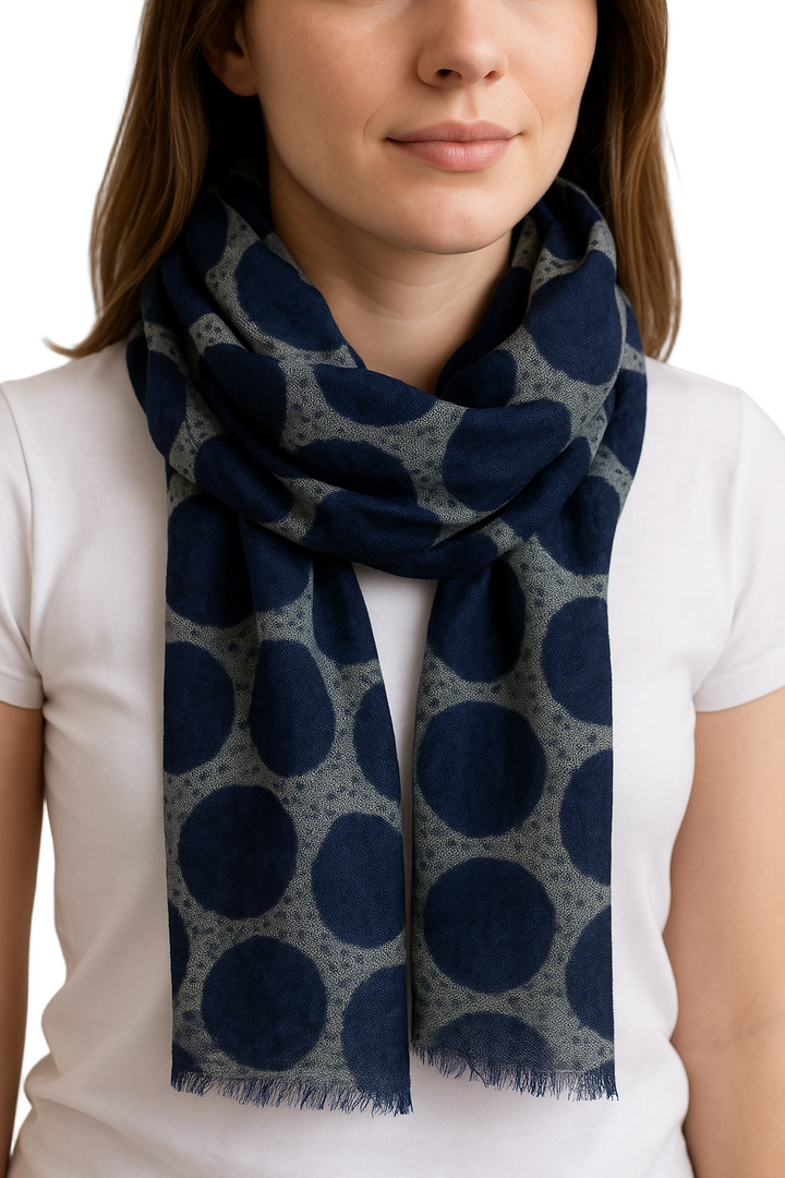 Enrico Coveri Foulard A Pois Blu Con Confezione Regalo