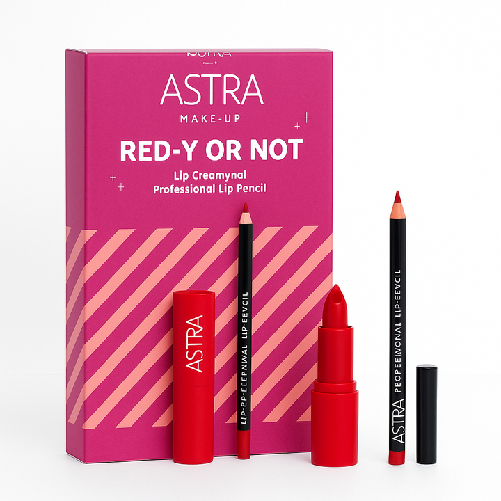Astra Make-Up Red-y Or Not Kit Labbra Lip Creamynal + Professional Lip Pencil