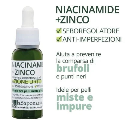 La Saponaria Niacinamide + Zinc Sérum Visage Action Ciblée Séborégulateur Et Anti - Imperfections 30 ml